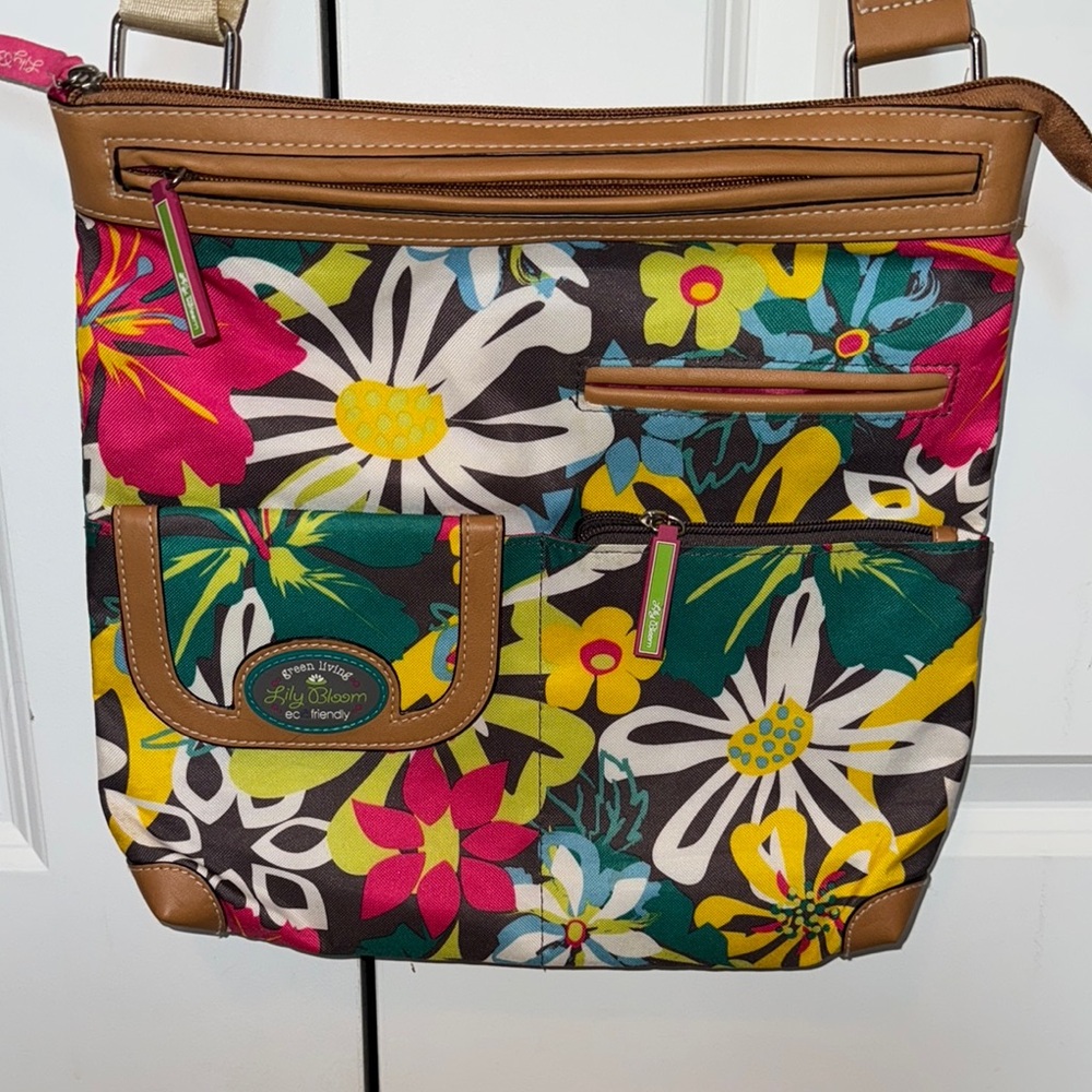 Lily Bloom Colorful Canvas Crossbody Bag Purse w/ Adjustable Strap, and pockets